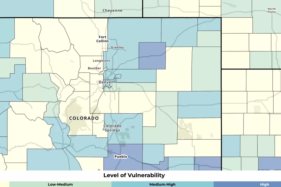 Screeenshot of Social Vulnerability Index (SVI) tool from CDC
